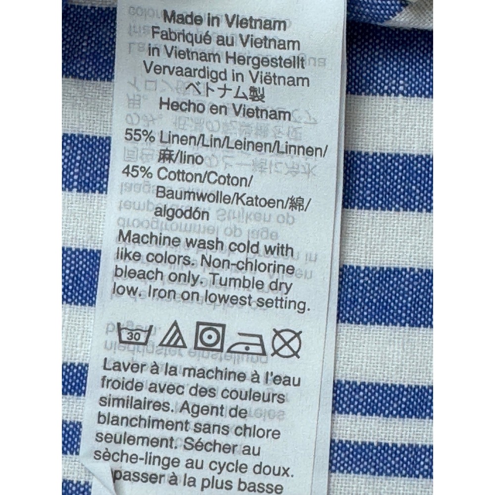 Madewell Courier Popover Shirt XL Blue White Stripe Linen Blend Button Back Top - Picture 4 of 10